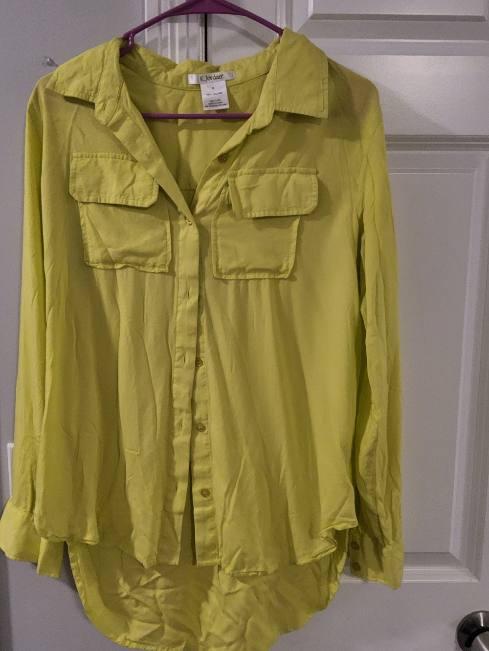 K.Jordan Lime Yellow Button-Front Blouse